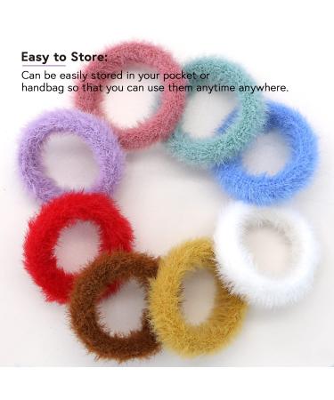 MARY LAVENDER Large Furry Hair Ties for Thick Hair - Seamless Elastic Bands 8-Pack - Buy Online on GoSupps.com
