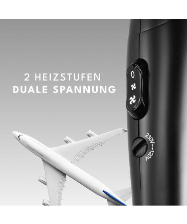 Life Long-Haul Foldable Mini Hair Dryer with Travel Bag | Dual Tension & Quiet Styling Nozzle | Perfect for Travelers and Cruises - Black/Silver - Buy Online on GoSupps.com