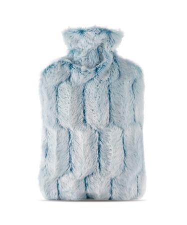 samply Hot Water Bottle with Luxury Cosy Faux Fur Cover 2L Hot Water Bag for Hand Feet Warmer Neck and Shoulder Pain Relief Blue