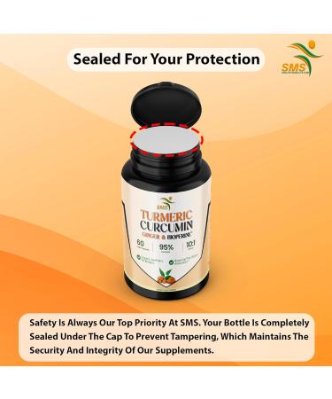Turmeric Curcumin with Ginger BioPerine Black Pepper 95% Curcuminoids Natural Joint & Healthly Inflammatory Support Antioxidant Tumeric Supplement 60 Veggie Capsules Made in USA by SMS - Buy Online on GoSupps.com