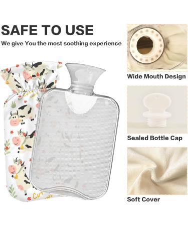 NAANLE Cute Cow Hot Water Bottle 1L Thermal Therapy for Pain Relief Bed Warming and Hand/Foot Warmer - Buy Online on GoSupps.com