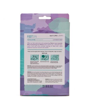 Nature Love Exfoliating Foot Mask - Lavender Mint, Lactic Acid & Urea - Exfoliates & Removes Dead Skin - Paraben Free (3 Pairs) - Buy Online on GoSupps.com