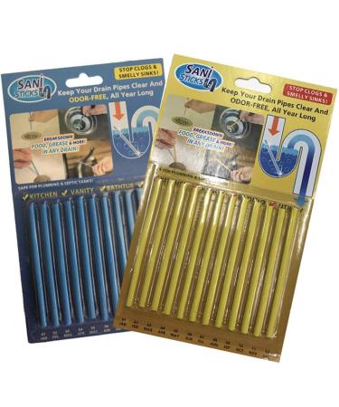 Cleaning Sticks Pipe Cleaning Sticks Decontamination Sticks Sewer/Bathtub/Sink/Kitchen Waste Toilet Cleaning Sticks (Random Color) 2pack