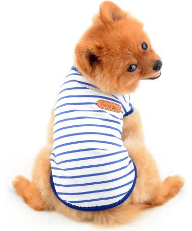 Summer Striped T-Shirt for Small & Medium Dogs | Smalllee Lucky Store | Sleeveless Pet Clothing for Yorkies Chihuahuas & More in XXL Blue - Buy Online on GoSupps.com