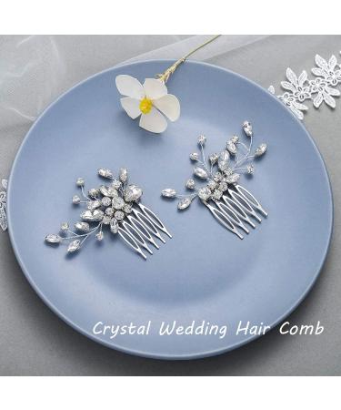 Unicra Silver Bride Wedding Hair Comb | Rhinestone Bridal Headpiece for Women and Girls - Buy Online on GoSupps.com