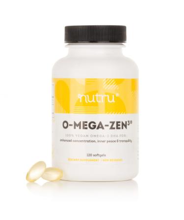 Nutru O-Mega-Zen3 Vegan Omega 3 DHA Supplement - 400 mg DHA Essential Fatty Acids - Carrageenan Free - Premium Algal Based Fish Oil Alternative Supplement - 120 Softgels