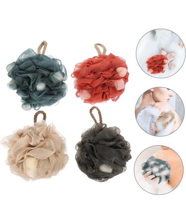 Healeved 4pcs Bath Scrub Ball | Body Scrubber Brush & Loofah Sponge Set | Shower Cleaning Accessories - Buy Online on GoSupps.com