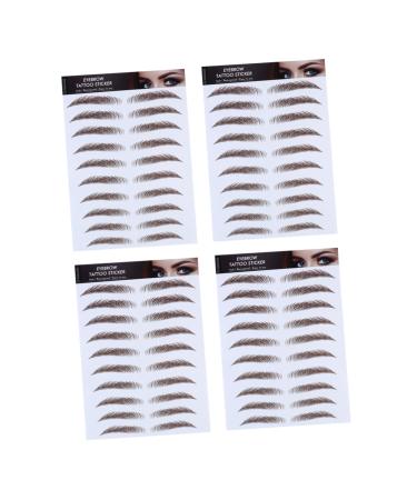 Housoutil 4pcs Eyebrow Stickers Eyebrow Transfer Sticker 6d Hair-like Eyebrows Stickers 4d Post Paper Make up 21x15cm Brown
