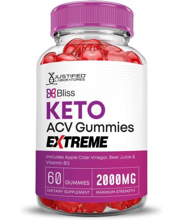 Justified Laboratories Bliss Keto ACV Gummies Extreme 2000MG Bliss Keto Gummies Apple Cider Vinegar Formulated with Pomegranate Beet Juice Powder B12 Vegan Non GMO 60 Gummys 60 Count (Pack of 1) - Buy Online on GoSupps.com