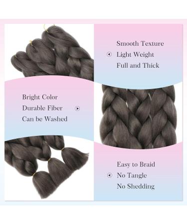 Shop Tess Braids Extensions 60 cm - Jumbo KanCalon Gray Hair Braids for Box Braids - 100g Bundle - Buy Online on GoSupps.com
