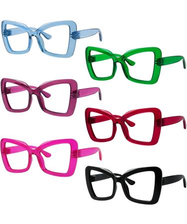 Eyekepper Metalless Screwless Spring Hinge Reading Glasses for Women - 6 Pack Oversize Butterfly Ladies Readers +2.00 6 Pack Mix Color-r2315 2.0 x