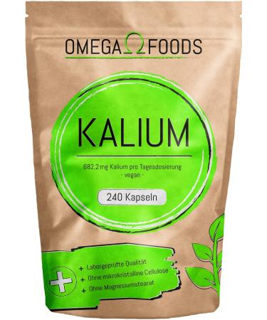 Potassium High Dose - 240 Potassium Capsules - Vegan - 682.2mg Potassium per Daily Dose - Potassium Citrate - Free from Additives