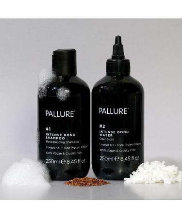 Pallure No. 1 Intense Bond Building Hair Repair Shampoo No. 2 Water Duo For Thicker Voluminous Fuller Hair With Linseed Oil Rice Protein 250 ml