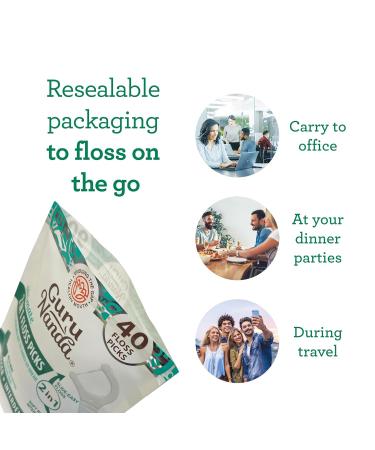 GuruNanda 2 in 1 Dental Floss Picks - Mint - Pack of 4 - 40 Count - Buy Online on GoSupps.com