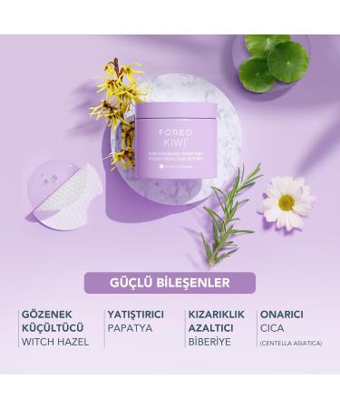 FOREO KIWI Pore Minimizing Toner Pads 60 Pieces Witch Hazel & Centella Asiatica Exfoliating Face Pads for Oil Acne Crown Skin Pore Minimizer and Redness - Buy Online on GoSupps.com