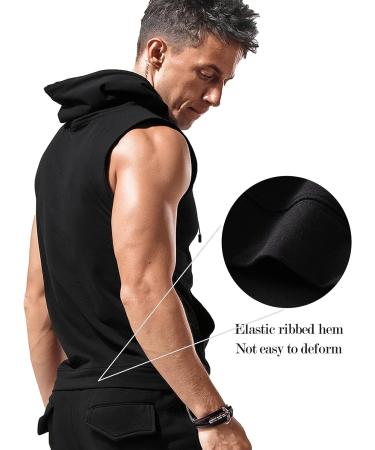 Amussiar Men's Sleeveless Workout Hooded Tank Top - Large Black - Buy Online on GoSupps.com