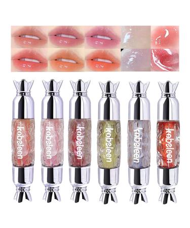DENESTUP 6 Colors Candy Hydrating Lip Gloss set Moisturizing Shimmering Lip Gloss Transparent Hyaluronic Acid Lip Balm Glossy Hydrating Lip Glow Oil Plumping Lightly Tinted Lip Balm - Buy Online on GoSupps.com