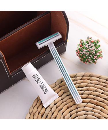Bulk Disposable Razors - Individually Wrapped Green Twin Blade Razors with Safety Cap & Shaving Cream for Hotels Airbnb Shelters & Travel (50 Pack - Buy Online on GoSupps.com