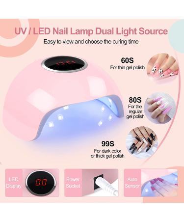 15ML Gel Nail Polish Kit with UV Light - Starter Kit with 24W LED Lamp, Glitter & Nude Colors, Matte Top Coat, Nail Art Rhinestones - DIY French Manicure Set - Buy Online on GoSupps.com