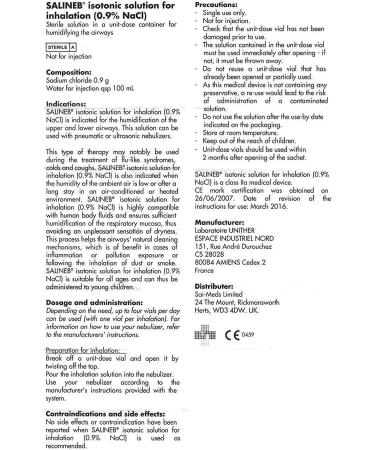 2 x Salineb Isotonic 0.9% Sodium Chloride NaCl Inhalation Solution - 20 x 2.5ml Vials - Buy Online on GoSupps.com