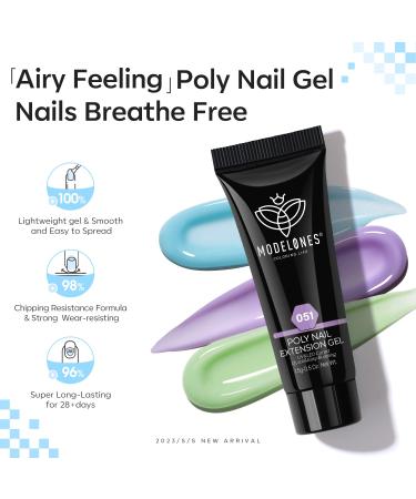 Modelones 59 Pcs Poly Nail Gel Kit Starter - Pastel Spring Colors Poly Nail Extension Gel with 6W Nail Lamp and Nail Art Accessories - Ideal for Beginners - Buy Online on GoSupps.com
