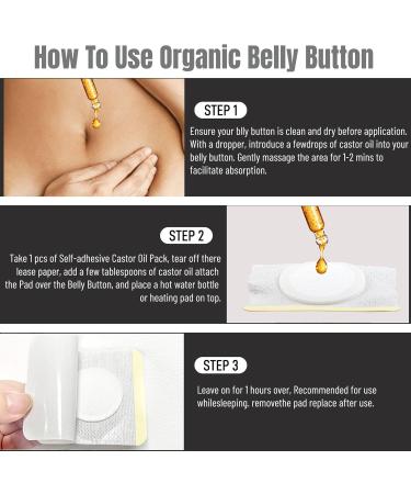54Pcs Castor Oil Pack Wrap in Belly Button for Liver Detox Highly Absorbent Self-Adhesive Castor Oil Wrap Organic Cotton No Wash Easy to Use Anti-Seepage(Oil Not Included) - Buy Online on GoSupps.com