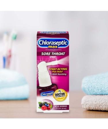 Chloraseptic Max Strength Wild Berries Sore Throat Spray 1.0 fl oz - Buy Online on GoSupps.com