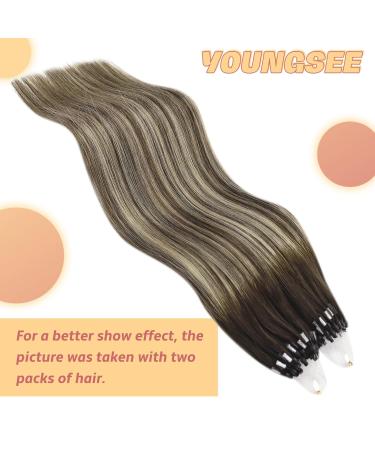 Youngsee Real Hair Microring Ombre Extensions 35cm - Dark Brown to Ash Blond Remy Micro Loop Hair | 1g 50g #4/18/4 - Buy Online on GoSupps.com