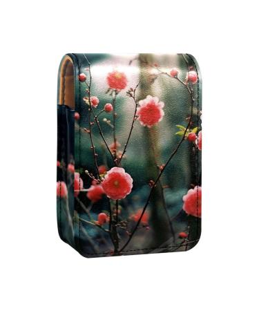 Travel Lipstick Organizer Case Lipstick Case Portable Makeup Bag With Mirror Blossom Pink Plant N104p9pqme