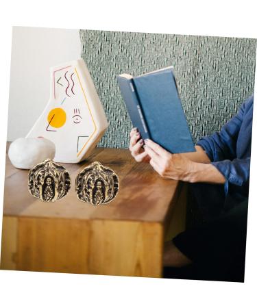 Abaodam 1pair Copper Walnut Retro Home Decor Antique Baoding Balls Decorative Walnut Figurine Office Buddha - Buy Online on GoSupps.com