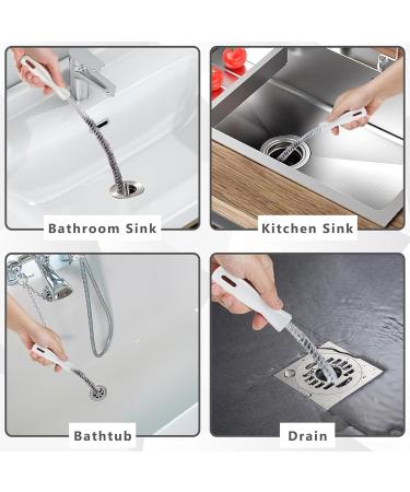 Long-handled Cleaning Brush - 4 Sink Hair Cleaning Brush Extra-long Drain Brush | Hangable Bendable 17.7 Inches Pipe Cleaner Brush For Toilet Clogged Drains (White) - Buy Online on GoSupps.com