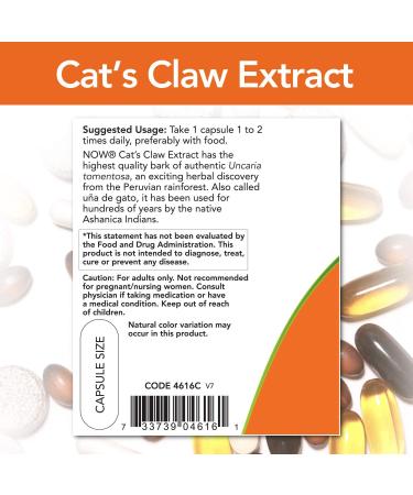 Now Foods Cat's Claw Extract 60 Veg Capsules - Natural Immune Support - Buy Online on GoSupps.com