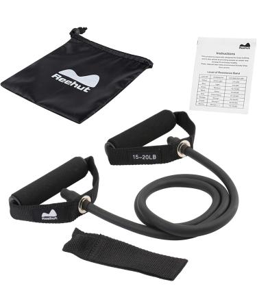 REEHUT Resistance Bands Set - 4 Black Exercise Bands with Handles, Door Anchor, and Manual - for Resistance Training, Physical Therapy, Home Workouts - 15-20 lbs Strength - Fitness, Pilates, Boxing - Buy Online on GoSupps.com