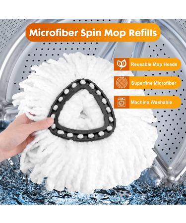DTOPNIOR 3 Pack Microfiber Spin Mop Head Replacement - Easy Cleaning Refills for Floor Mops - Compatible with EasyWring 1 Tank System - 3 Pack White - Buy Online on GoSupps.com