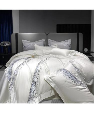 Embroidery Satin 1200TC 100% Egyptian Cotton Luxury Bedding Set Chic Duvet Cover Set Quilt Cover Bed Sheet Set Pillowcases Bedding Set (Beige King 220X240cm 4pcs) - Buy Online on GoSupps.com