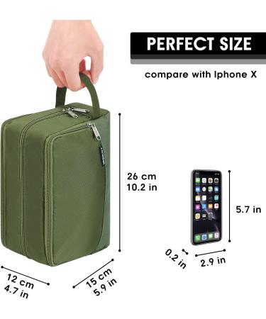 WANDF Water-Resistant Nylon Toiletry Bag - Lightweight Dopp Kit for Men and Women - A-Pure Army Green - Buy Online on GoSupps.com