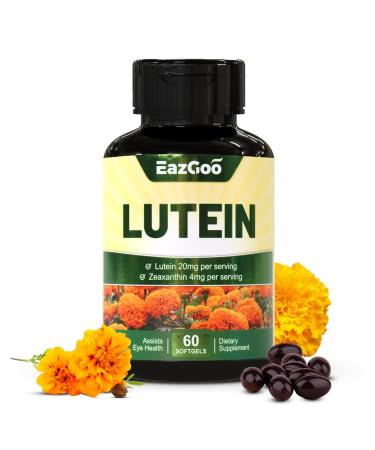 Lutein for Eyes Lutein 20mg Lutein and Zeaxanthin Supplements Eye Supplements Eyestrain Relief & Support Vision Health Vegan 60 Softgels 1 Count (Pack of 60)