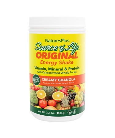 NaturesPlus Source of Life Energy Shake - 2.2 lb - Provides 13g Complete Protein Vitamins & Minerals - Non-GMO Gluten Free Vegetarian - 26 Servings 2.2 Pound (Pack of 1)