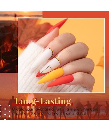 Beetles 20 Pcs Gel Nail Polish Kit - Cozy Campfire Collection | Fall Winter Orange Yellow Green Gel Nail Set | Soak Off, Nail Lamp, Base & Top Coat | Halloween Manicure Gifts for Women - Buy Online on GoSupps.com