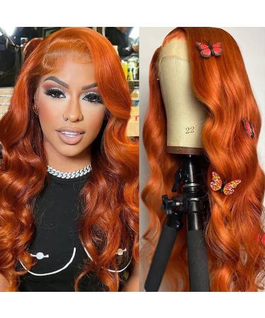 Katonyo Ginger Orange Lace Front Wigs Human Hair for Women Body Wave 13x4 Lace Frontal Wigs Human Hair Pre Plucked with Baby Hair Colored Human Hair Wigs 150% Density Glueless (20Inch  Orange Ginger Color) 20 Inch Ginger...