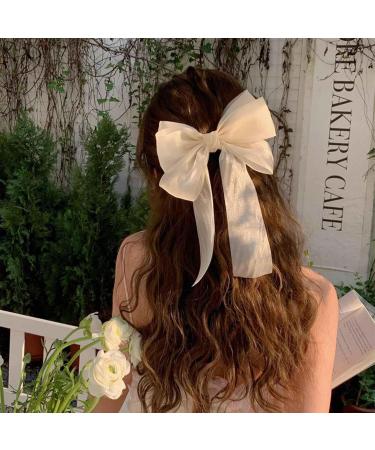 Inilbran Vintage Silk Bow Hair Clips Long Silk Satin Bow Hair Barrettes French Chiffon Hair Clip Barrette Long Silk Ribbon Bow Hair Clips Headpiece Large Silky Bow Hair Accessories for Women Champagne - Buy Online on GoSupps.com