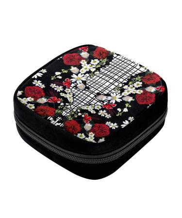 GIAPB Period Bag Sanitary Napkin Storage Bag Pad Holder for Period Makeup Pouch Flower Background Color4849