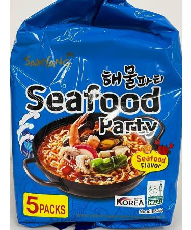 Samyang Seafood Party Korean Style Ramen Noodle Soup 125g X 5 Packs (625g) - Buy Online on GoSupps.com