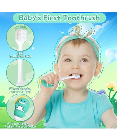 Toddler Toothbrush with Tongue Cleaner - Dinosaur-Shaped Baby Toothbrush for Kids 1+ Extra Soft Bristles & Ergonomic Grip BPA-Free Cruelty-Free - 1 Count Yellow - Buy Online on GoSupps.com