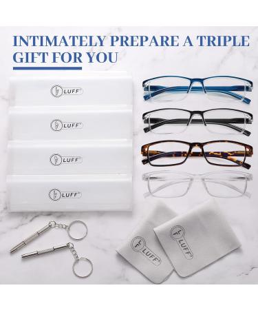 LUFF 4Pcs Anti-Blue Ray Reading Glasses - Portable Ultralight 0.0X Multicolor Readers for Comfort & Style - Buy Online on GoSupps.com