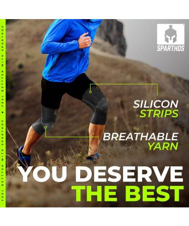 Sparthos Knee Compression Sleeves (Pair) - Joint Protection & Support for Running, Sports, Pain Relief - Breathable & Anti-Slip Knee Brace for Men & Women - Midnight Black, Large - Buy Online on GoSupps.com