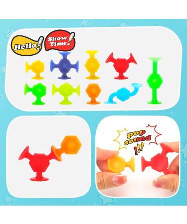 AIERRSON 48Pcs Suction Silicone Toys for Kids | Bath & Sensory Montessori Toys for 3-9 Year Olds | Building Toy Set for Stress Relief & Travel - Buy Online on GoSupps.com