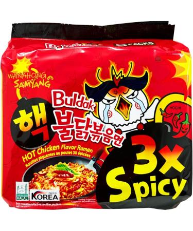 Samyang Hot Chicken Ramyun (3X Flavour) Triple Spicy (5 Packs) 700G Halal - Buy Online on GoSupps.com