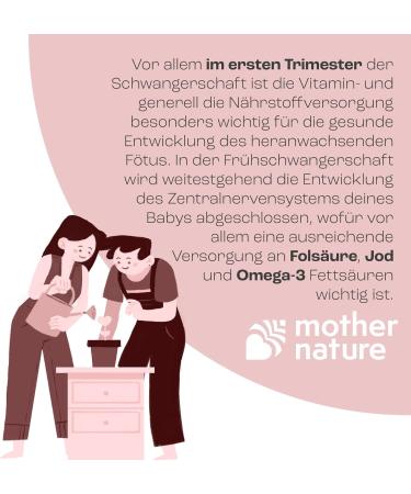 Mother NaturePregnancy Vitamins - 56 Vegan Capsules with Folic Acid Iodine Omega-3 & Vitamin D | 100% Plastic-Free No Additives for Early Pregnancy - Buy Online on GoSupps.com