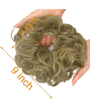OMGREAT 2PCS Thick Updo Messy Hair Buns Curly Wavy Ponytail Extensions - Ash Blonde Color - Hair Scrunchies for Women and Girls - Buy Online on GoSupps.com
